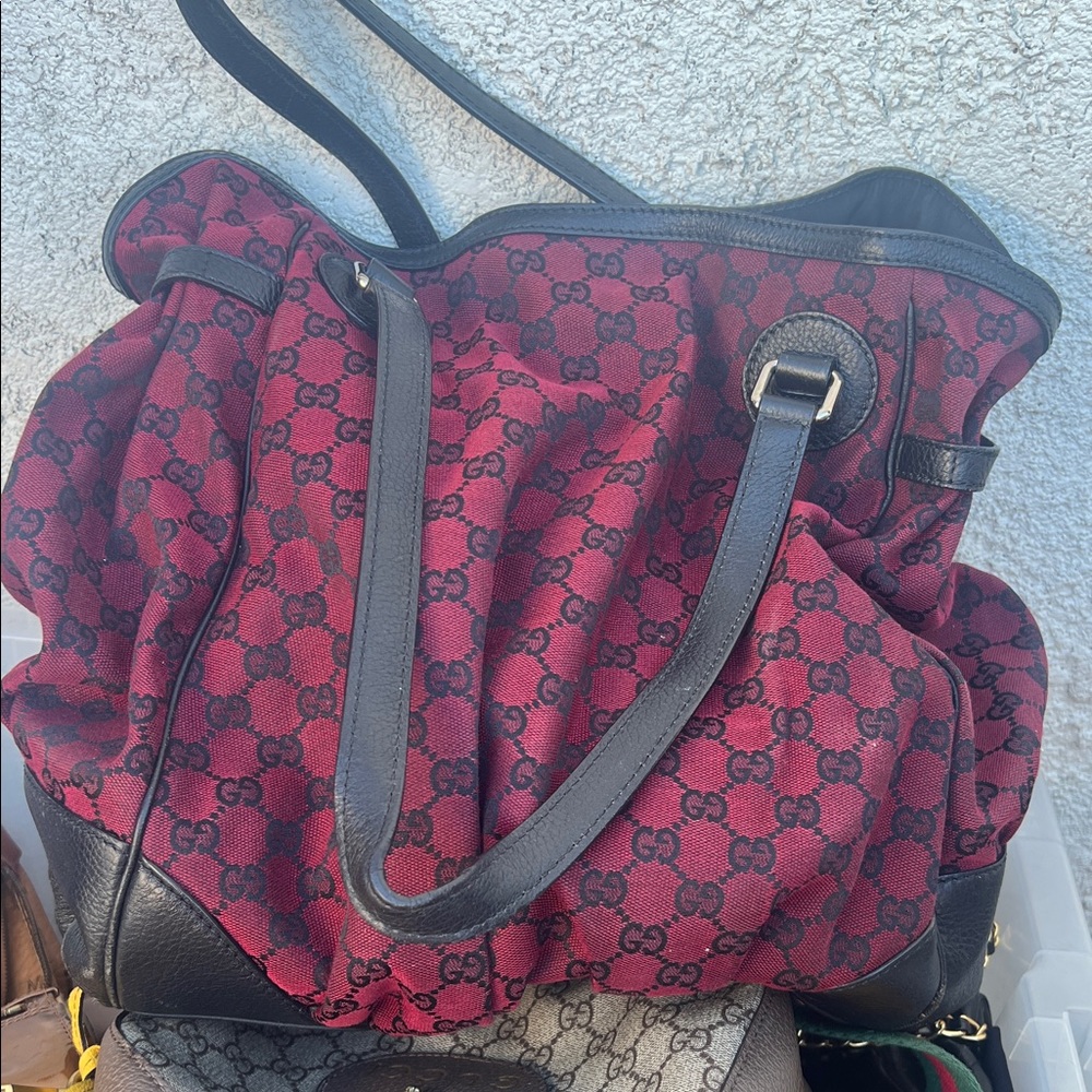 Gucci Red and Black Tote Bag